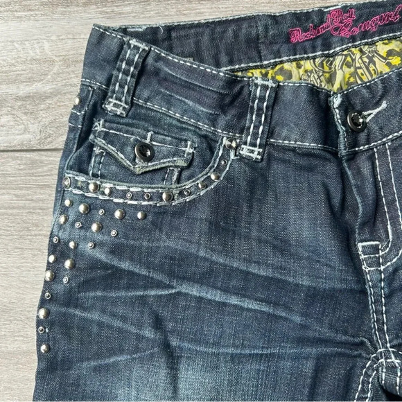 NWT Rock  And Roll Cowgirl Studded Low Rise Bootcut Jeans - Picture 5 of 13